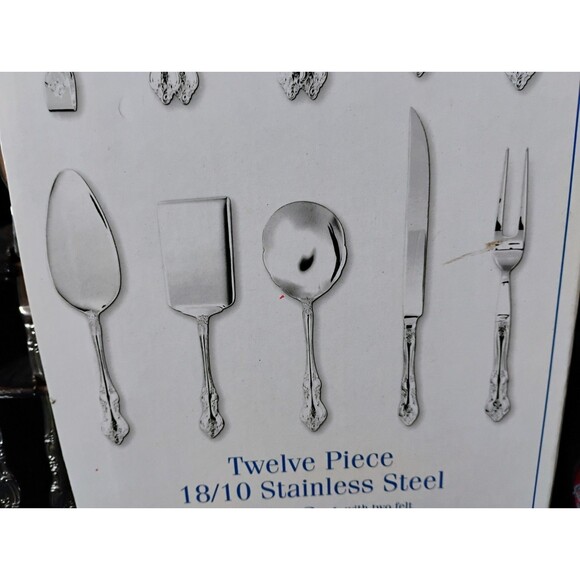 NEW IN BOX 12 Piece Vintage Hostess Set Wallace Glossy 18/10 Stainless Indonesia - Picture 4 of 14